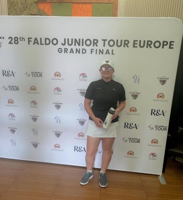 Baylie Pike at the Faldo Junior Tour Grand Final Europe, with support from A M Water Services